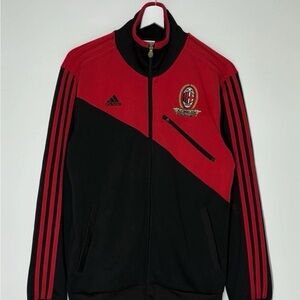 AC Milan Adidas Men's Black and Red Track Jacket Medium